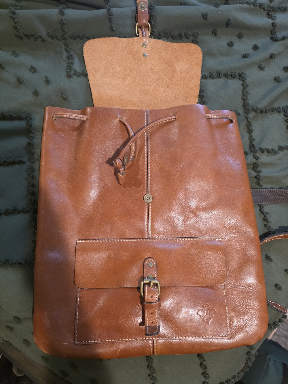 Patricia Nash Rustic Tan Leather Drawstring Backpack